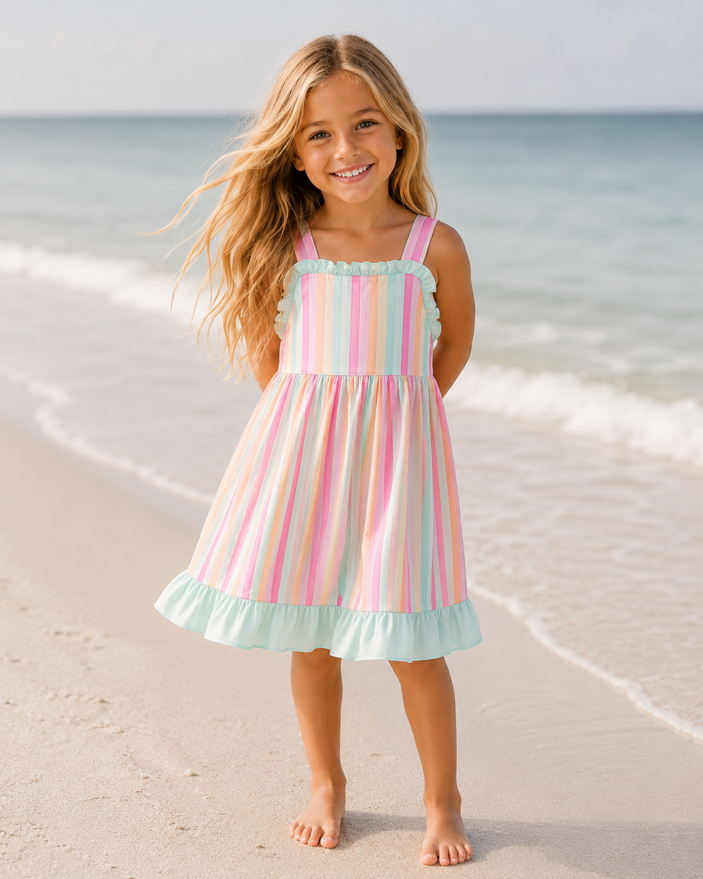Young girl standing on a beach