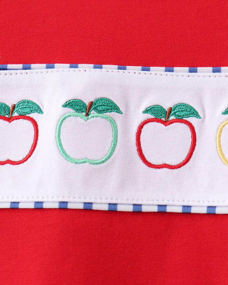Red shirt with embroidered apples