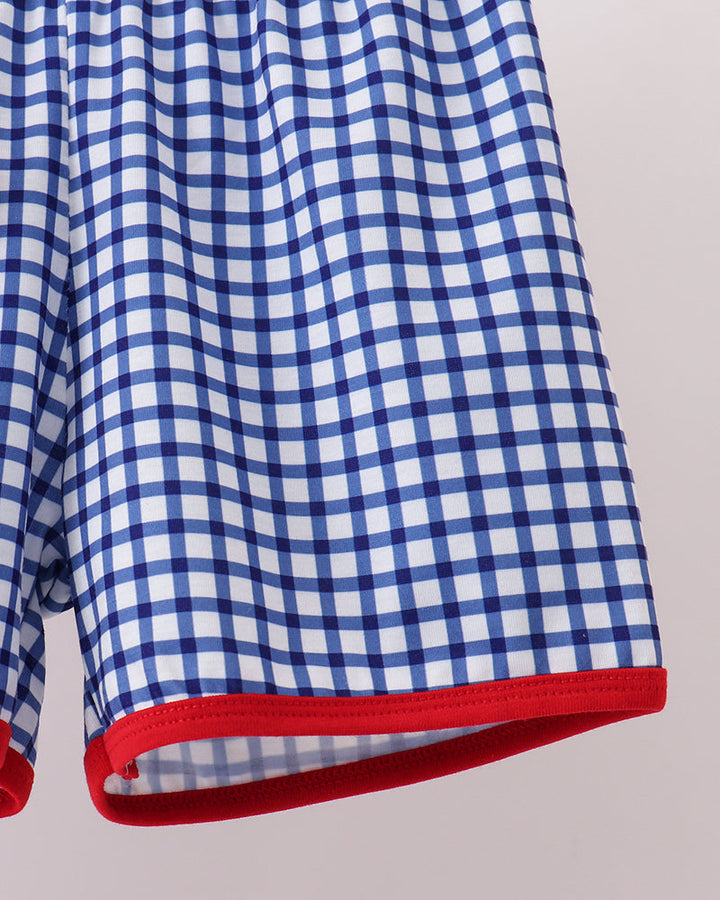 Blue gingham shorts