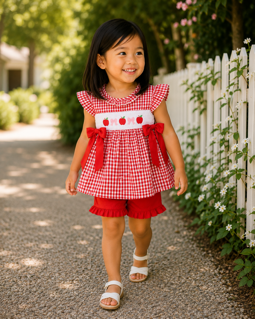 Red Apple Harvest Smocked Shorts Set