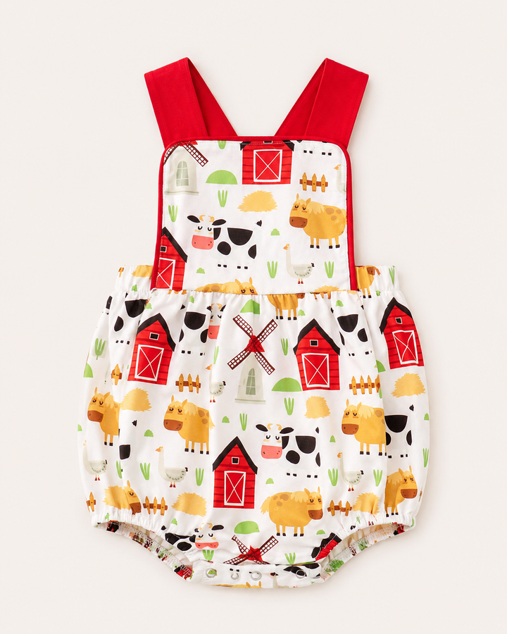 Red Farm Animal Print Bubble on light grey background