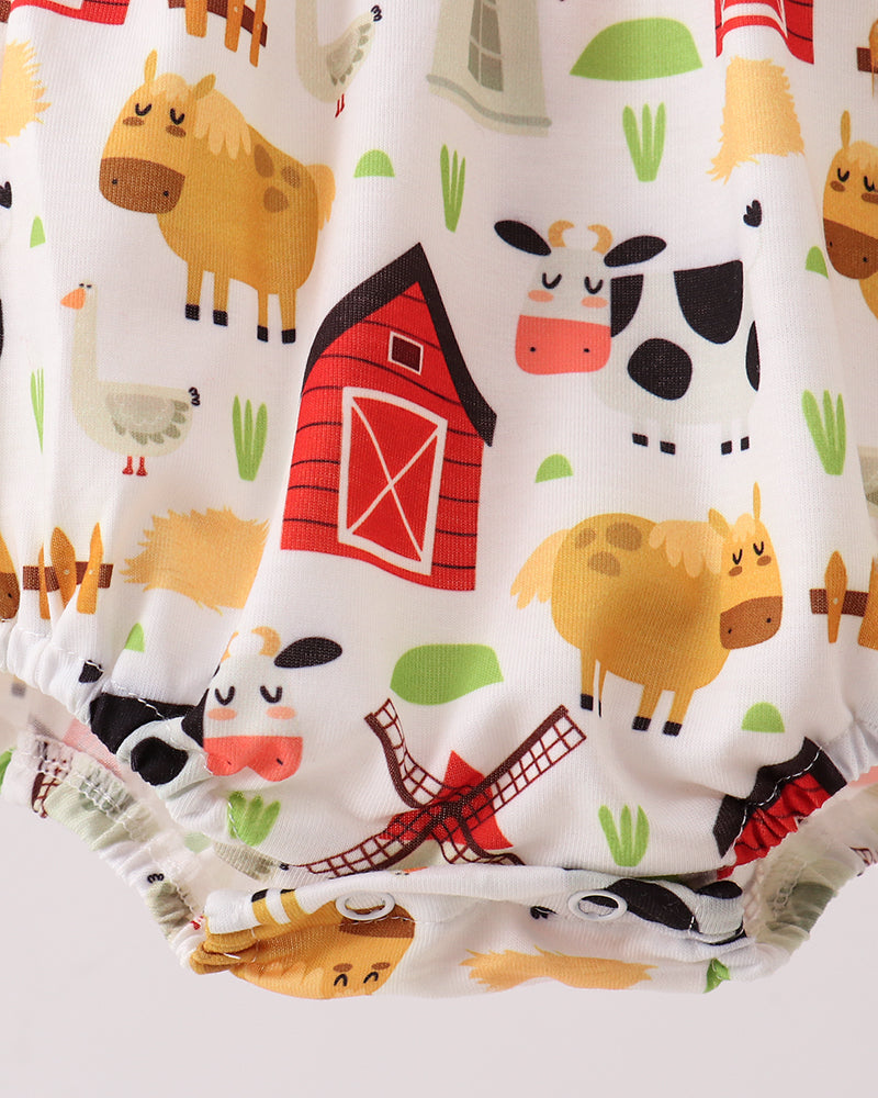 Romper with prints of farm animals