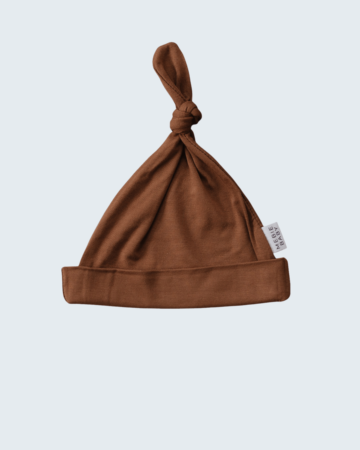 Brown newborn knot hat