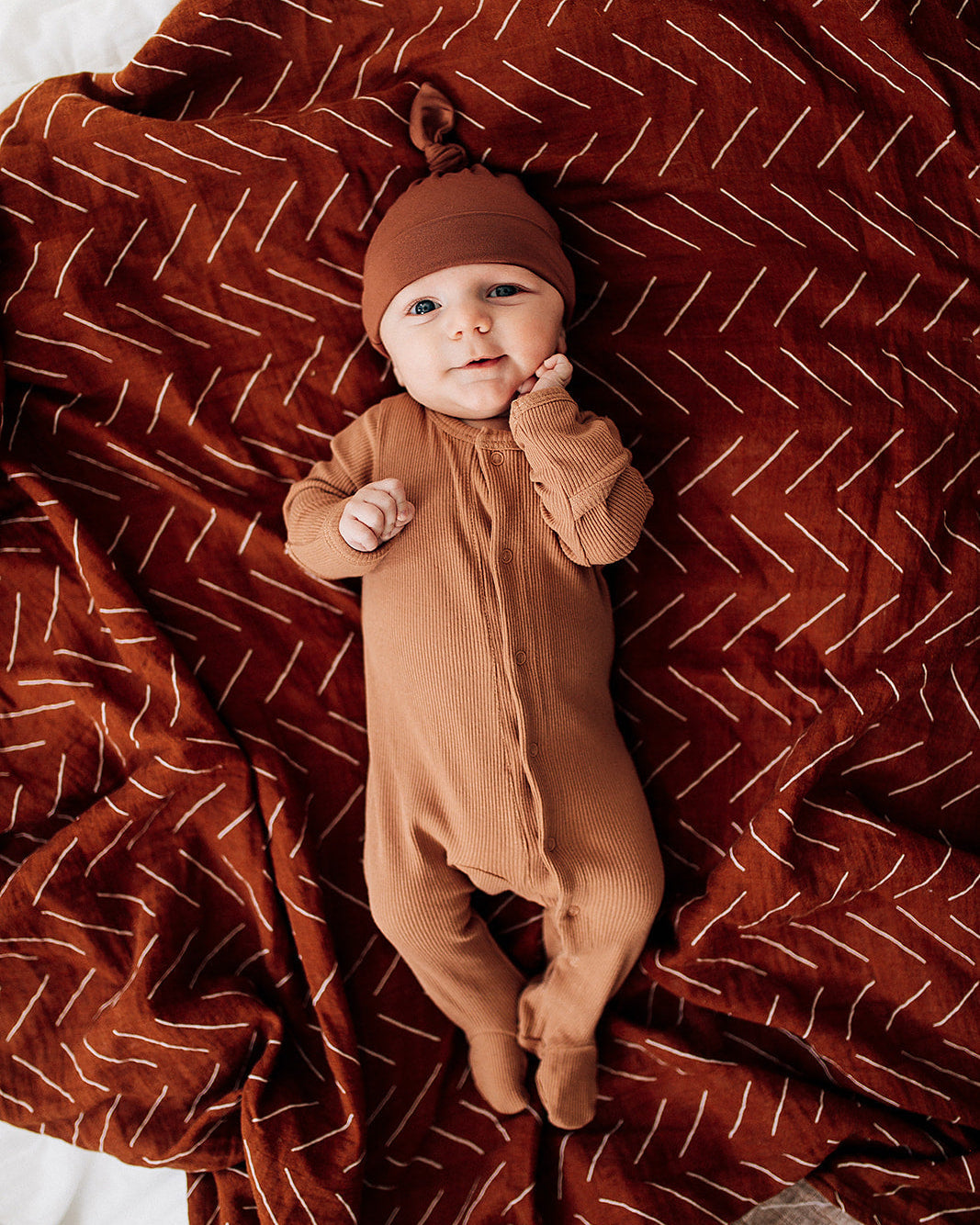 Rust Bamboo Newborn Knot Hat