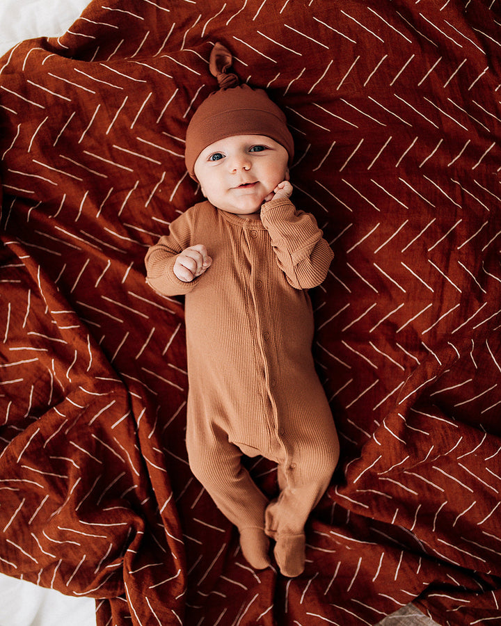 Rust Bamboo Newborn Knot Hat
