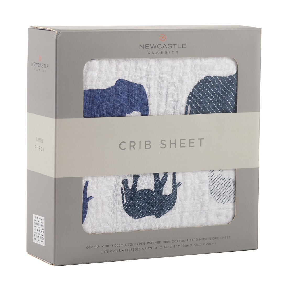 Elephant Cotton Muslin Crib Sheet