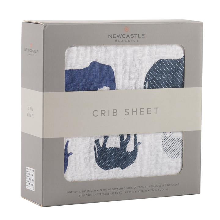 Elephant Cotton Muslin Crib Sheet
