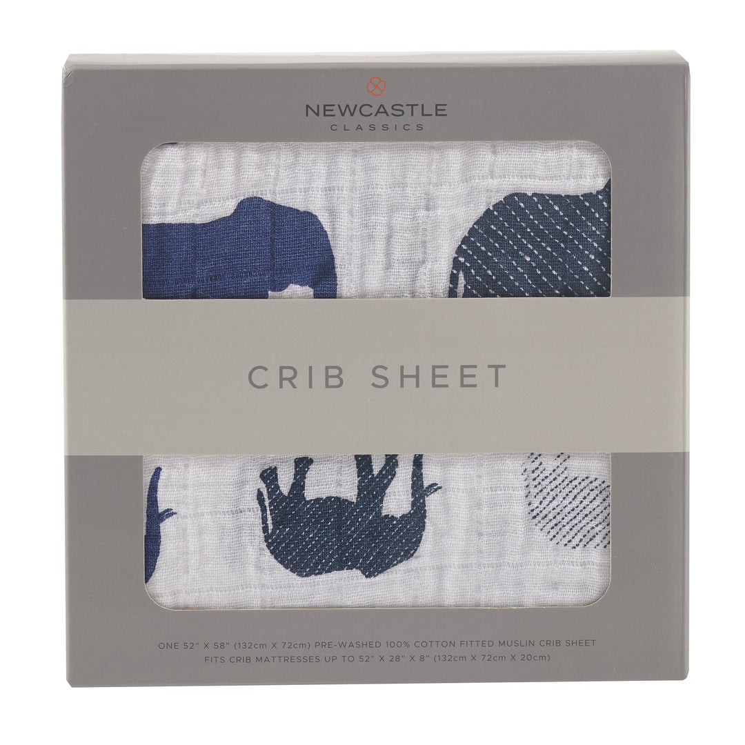 Elephant Cotton Muslin Crib Sheet