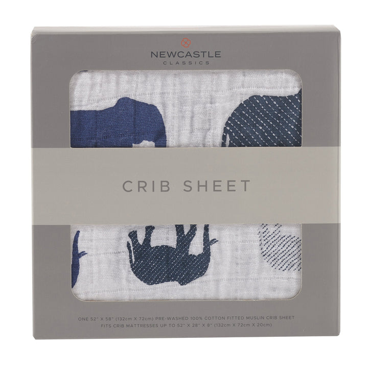 Elephant Cotton Muslin Crib Sheet