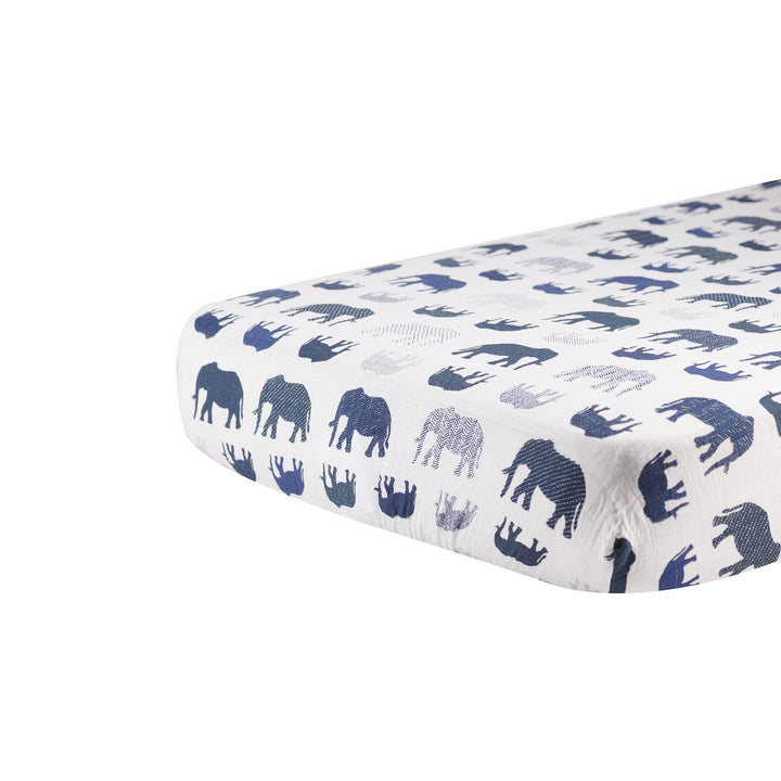 Elephant Cotton Muslin Crib Sheet