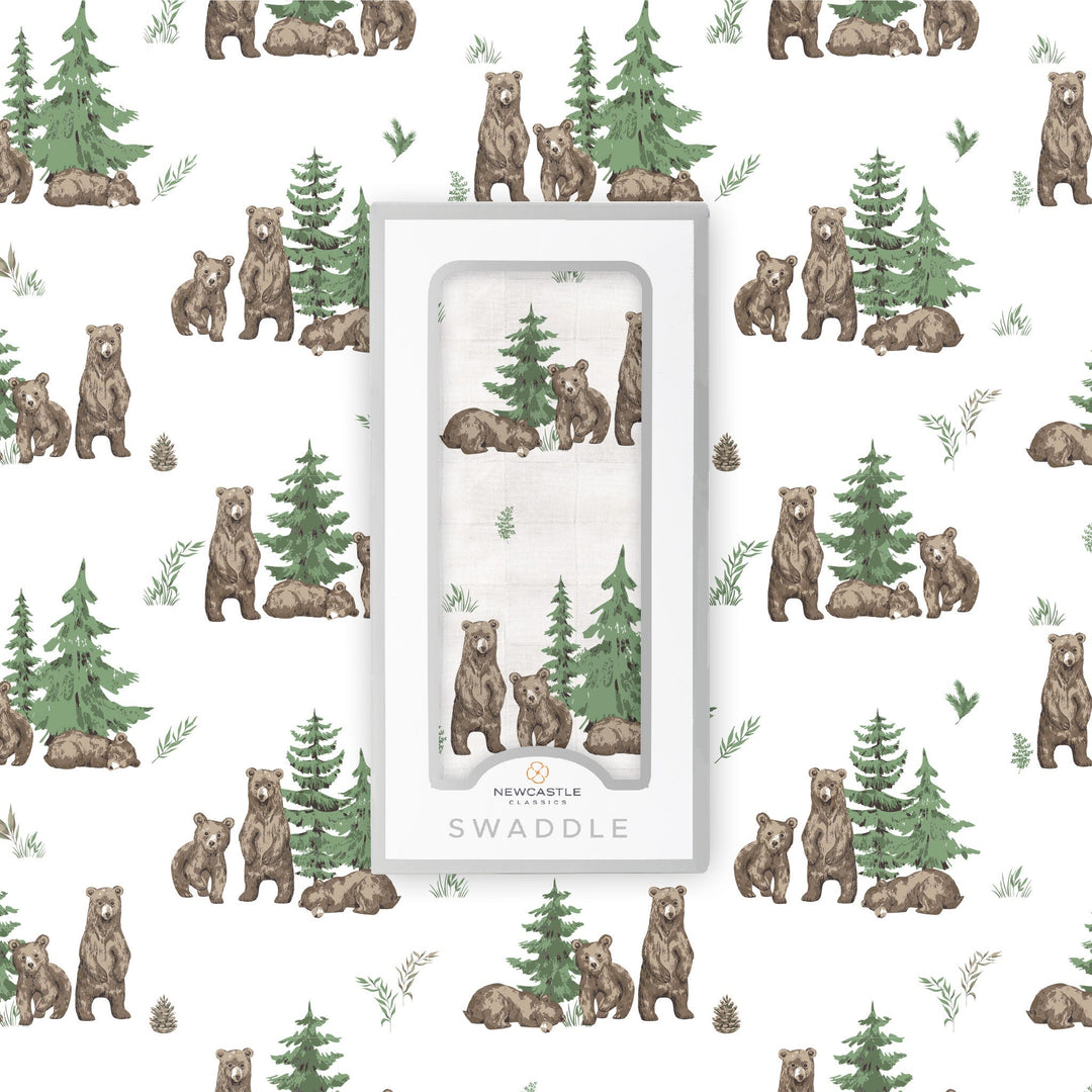 Bamboo Bear Print Swaddle