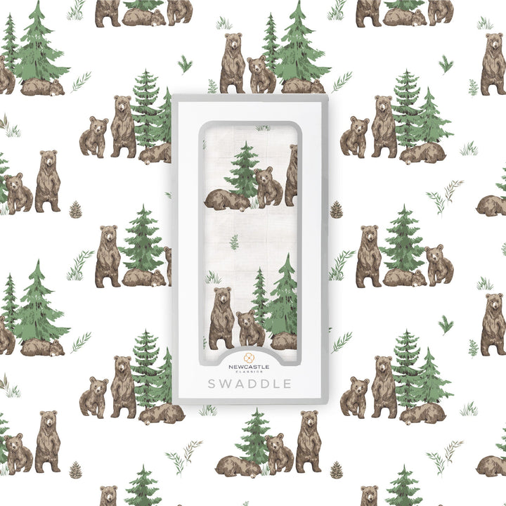 Bamboo Bear Print Swaddle