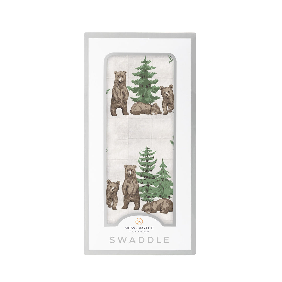 Bamboo Bear Print Swaddle