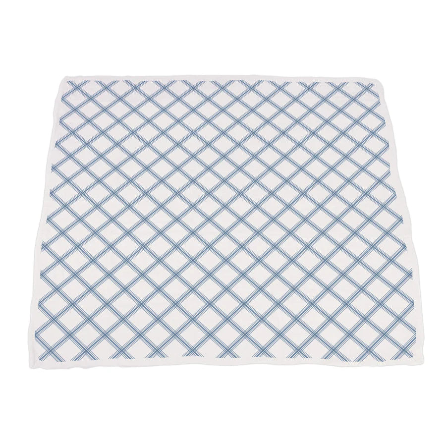 Blue and Red Fire Trucks and Buffalo Check Plaid Newcastle Blanket