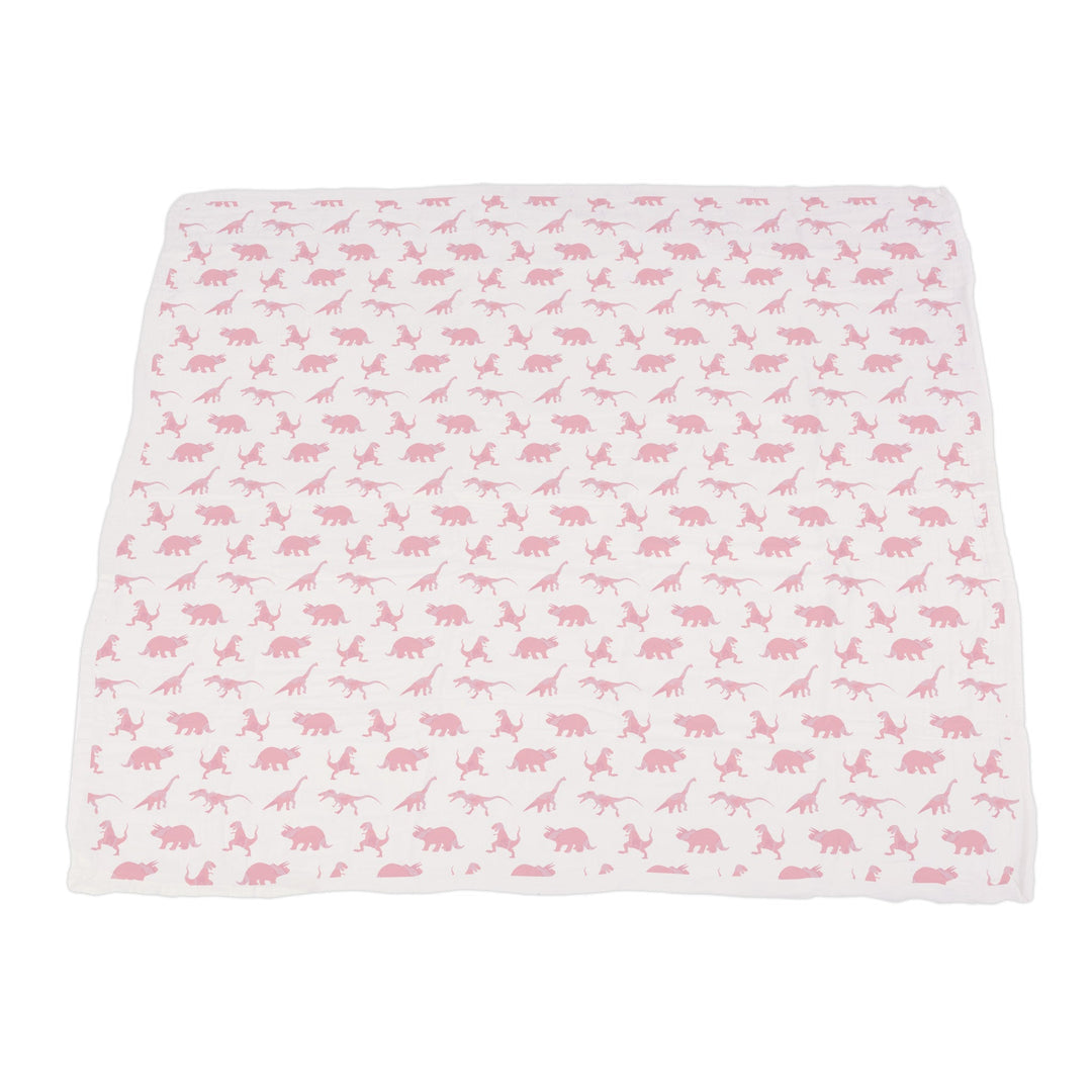 Pink Dinosaurs &amp; Pink Polka Dot Bamboo Newcastle Blanket