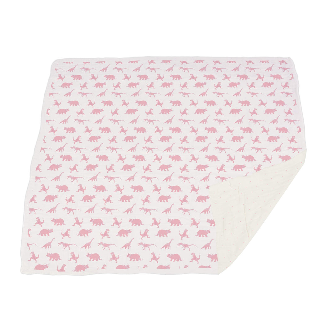 Pink Dinosaurs &amp; Pink Polka Dot Bamboo Newcastle Blanket