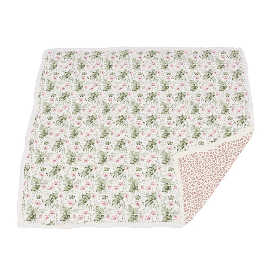Silver Pink Orchid and Little Leopard Newcastle Blanket