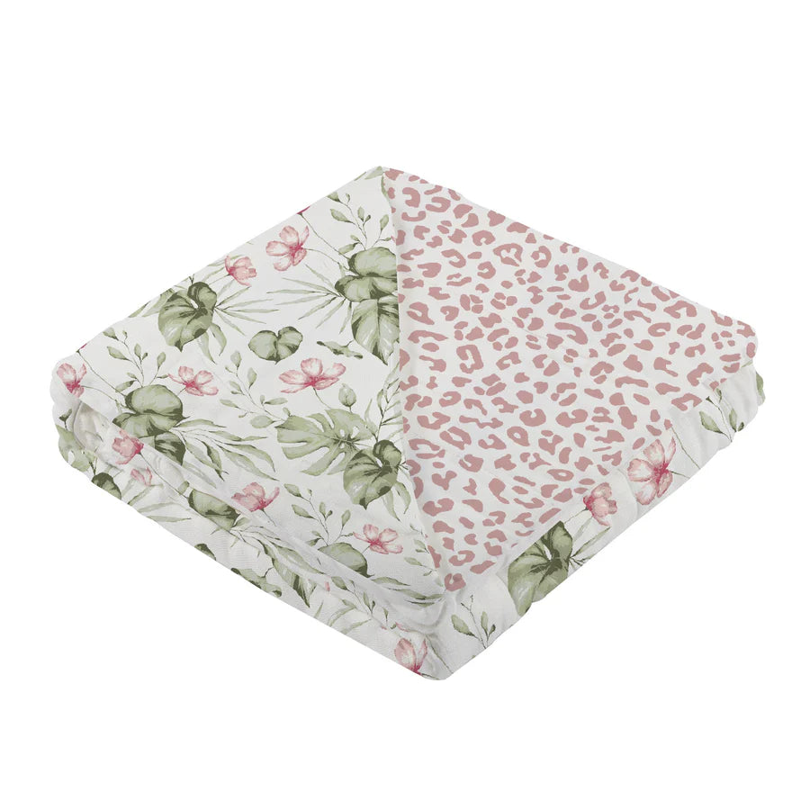Silver Pink Orchid and Little Leopard Newcastle Blanket