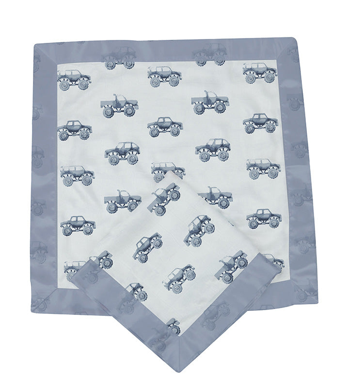 ndigo Monster Trucks Cotton Newcastle Blankie