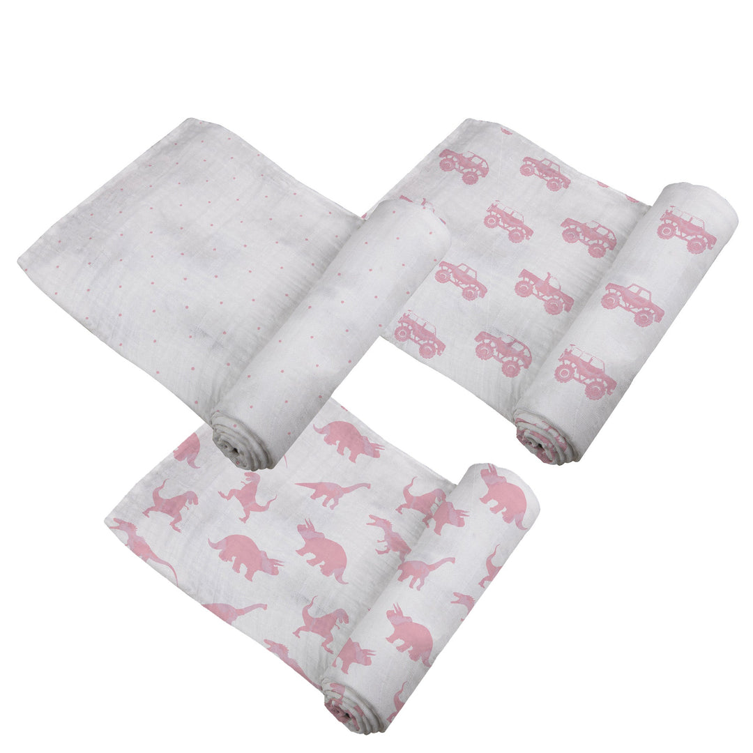 Pretty In Pink Bamboo Muslin Swaddle 3 Pack