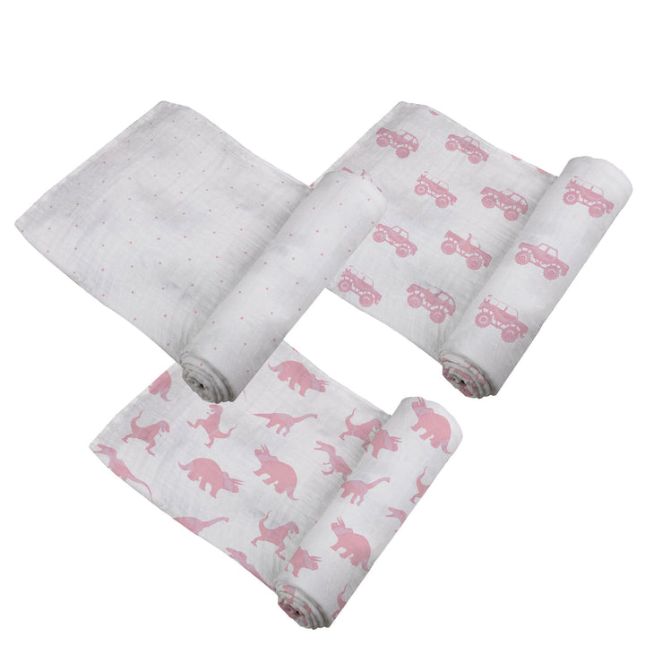 Pretty In Pink Bamboo Muslin Swaddle 3 Pack