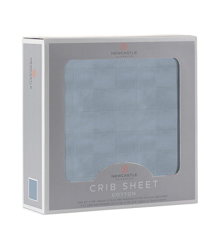 Blue Fog Cotton Crib Sheet
