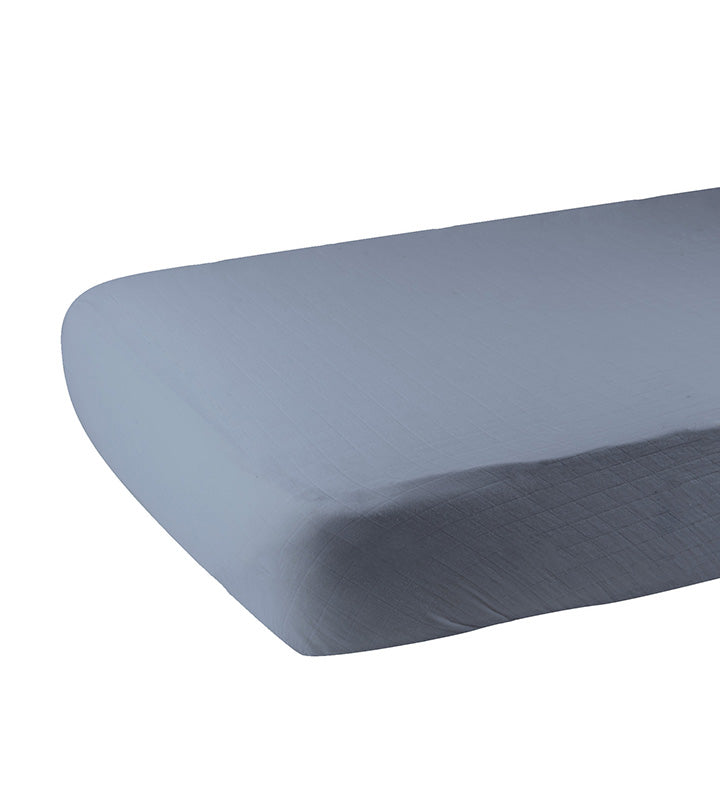 Blue Fog Cotton Crib Sheet
