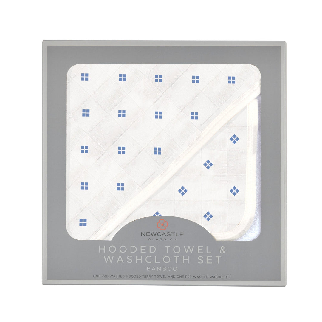 Polka Dot Bamboo Hooded Towel and Washcloth Set