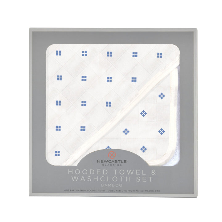 Polka Dot Bamboo Hooded Towel and Washcloth Set