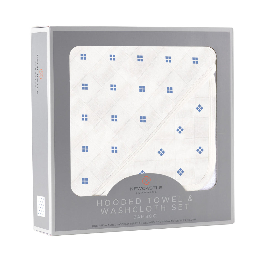 Polka Dot Bamboo Hooded Towel and Washcloth Set