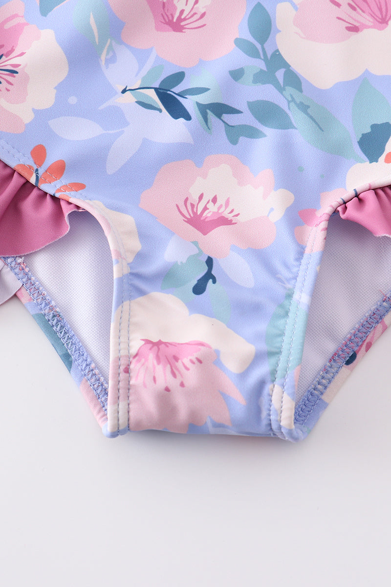 Floral Print Ruffle One-Piece Swimsuit