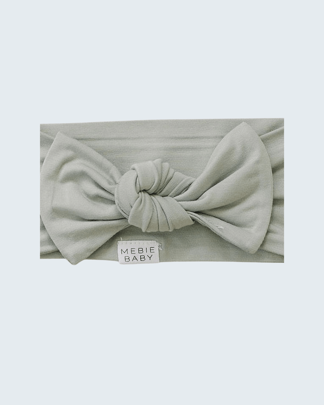 Sage bamboo head wrap with knotted bow and soft fabric