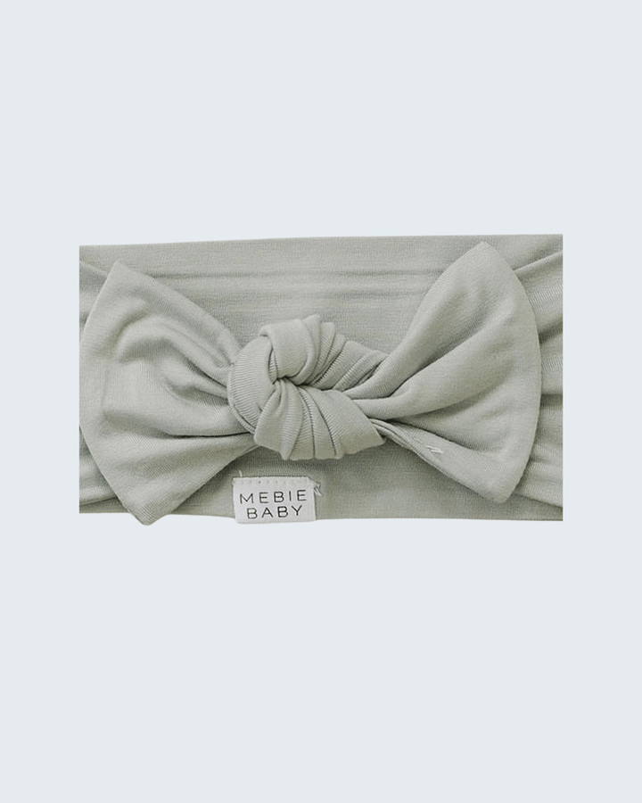 Sage bamboo head wrap with knotted bow and soft fabric