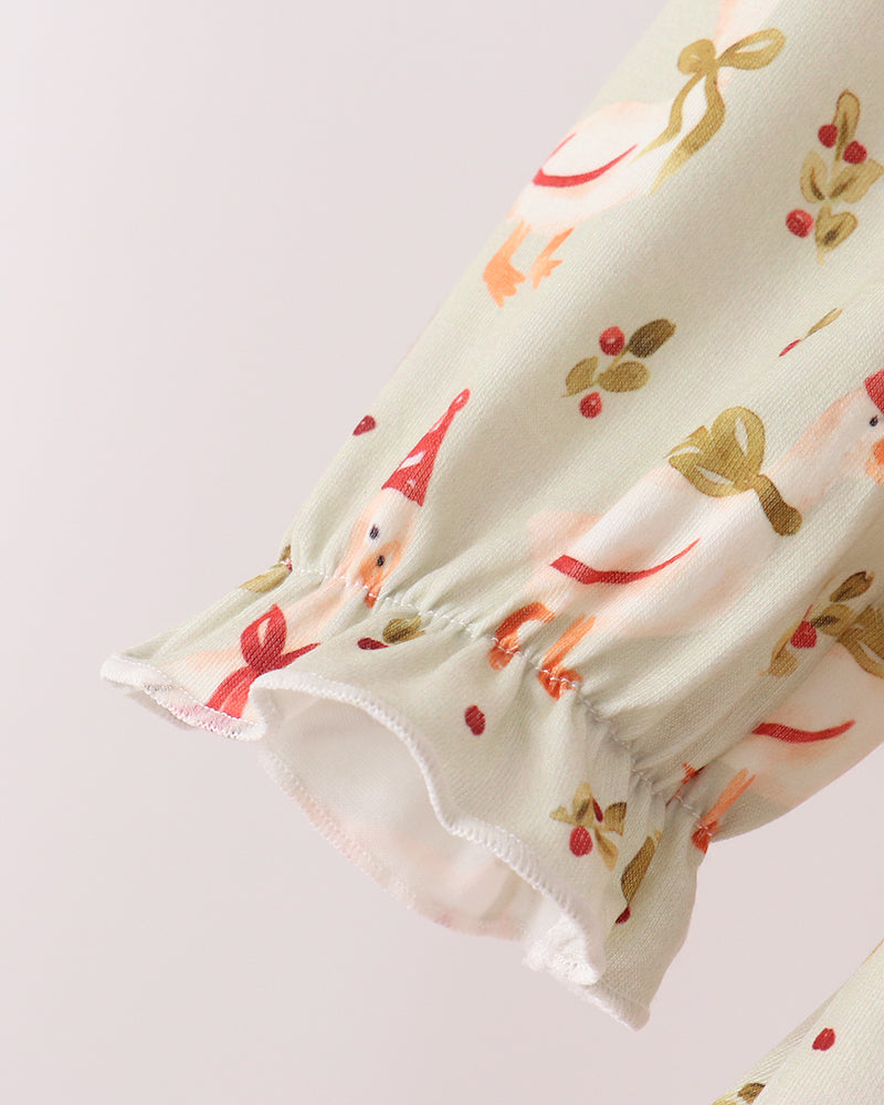 Kids cream printed top sleeve with gathered ruffle cuff