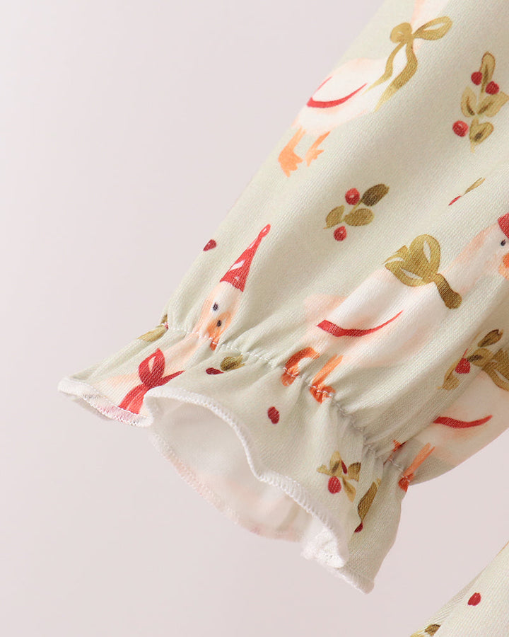 Kids cream printed top sleeve with gathered ruffle cuff