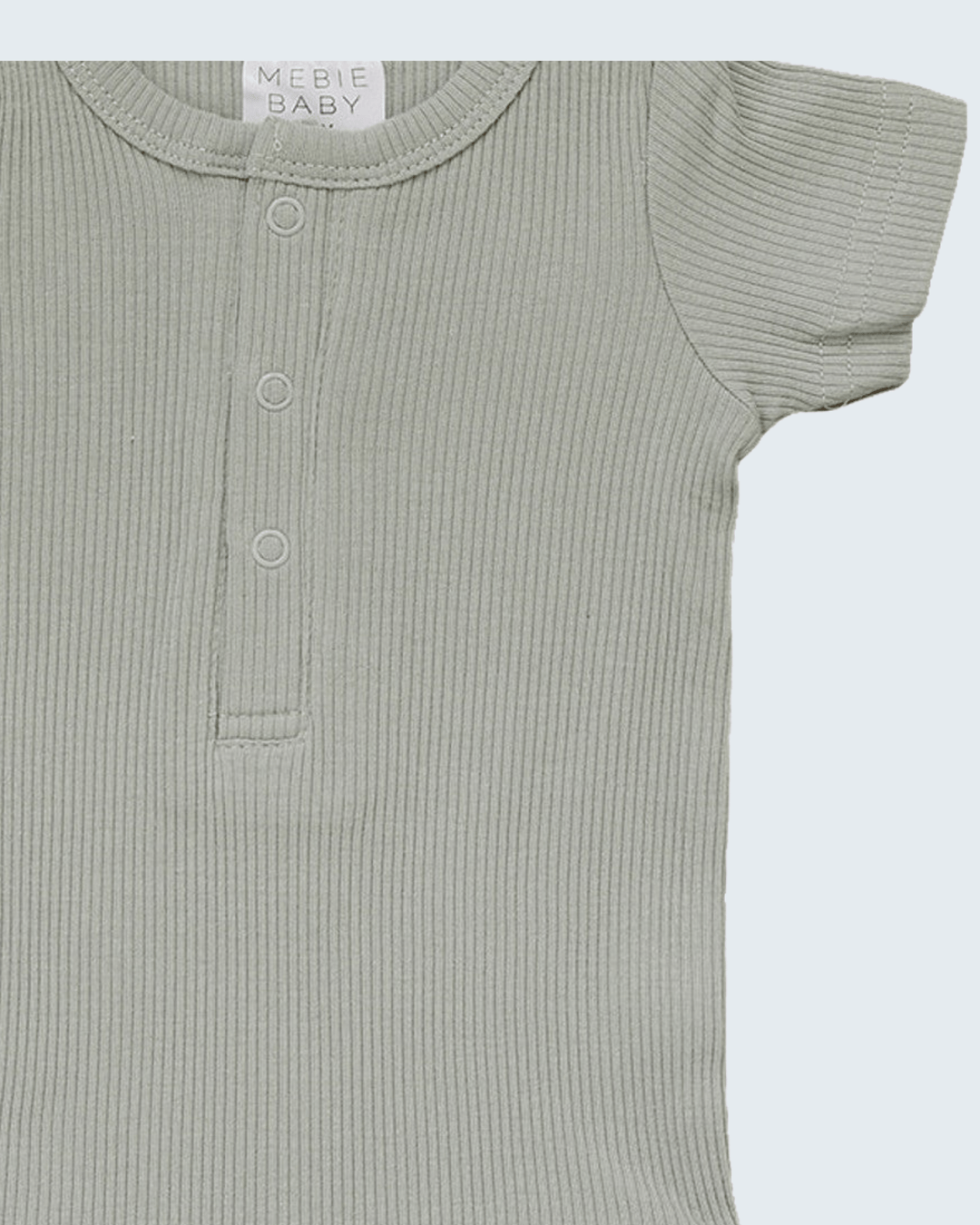 Sage Organic Cotton Ribbed Snap Bodysuit with short sleeves