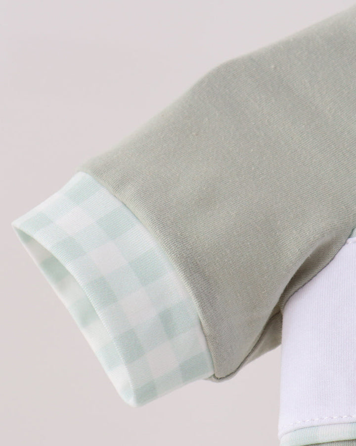 Sage Pumpkin Embroidered Gingham Bubble