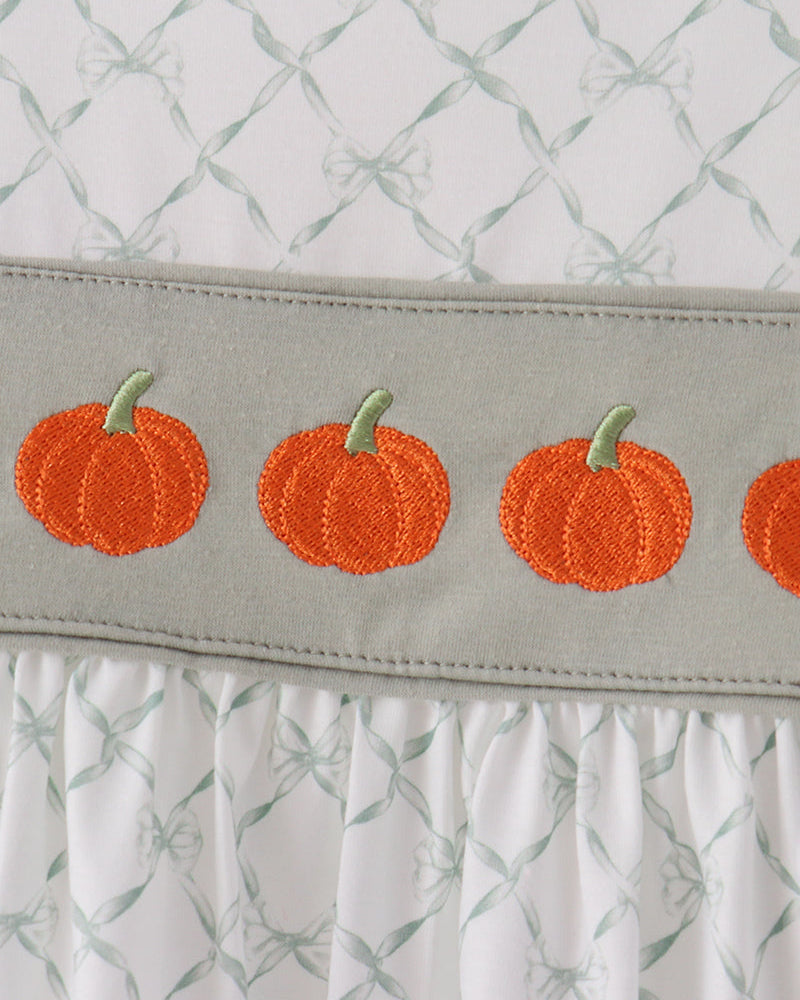 Sage Pumpkin Embroidered Ruffle Shorts Set