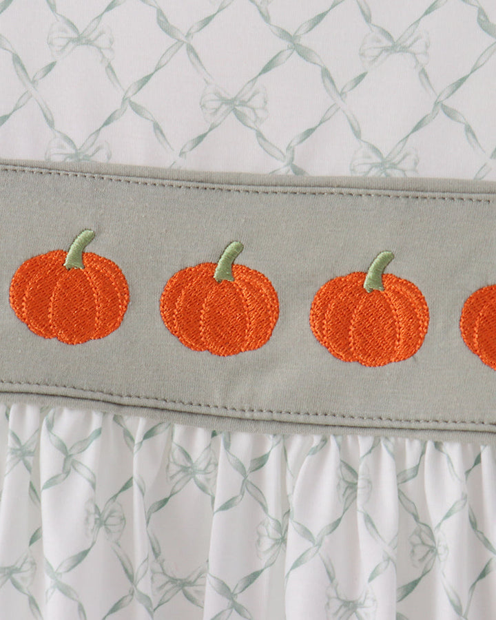 Sage Pumpkin Embroidered Ruffle Shorts Set