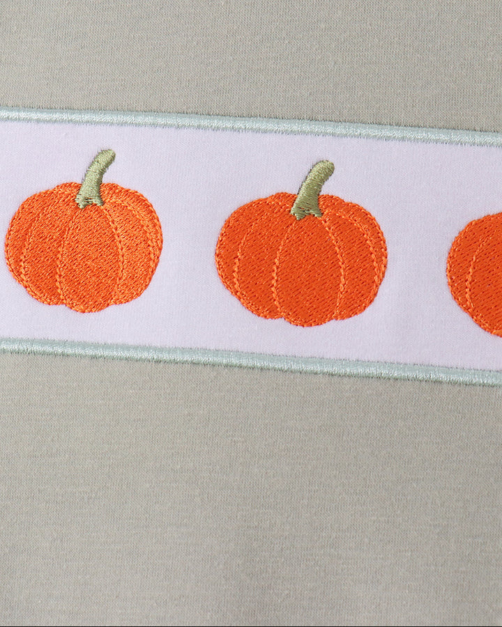 Sage Pumpkin Embroidery Gingham Shorts Set