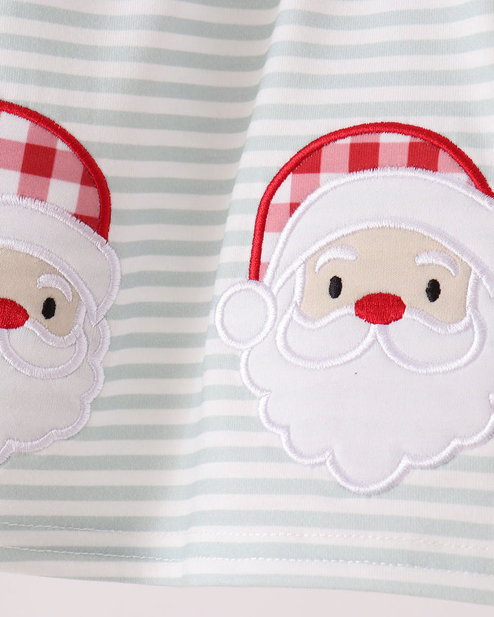 Striped bloomer set with Santa appliqué face detail