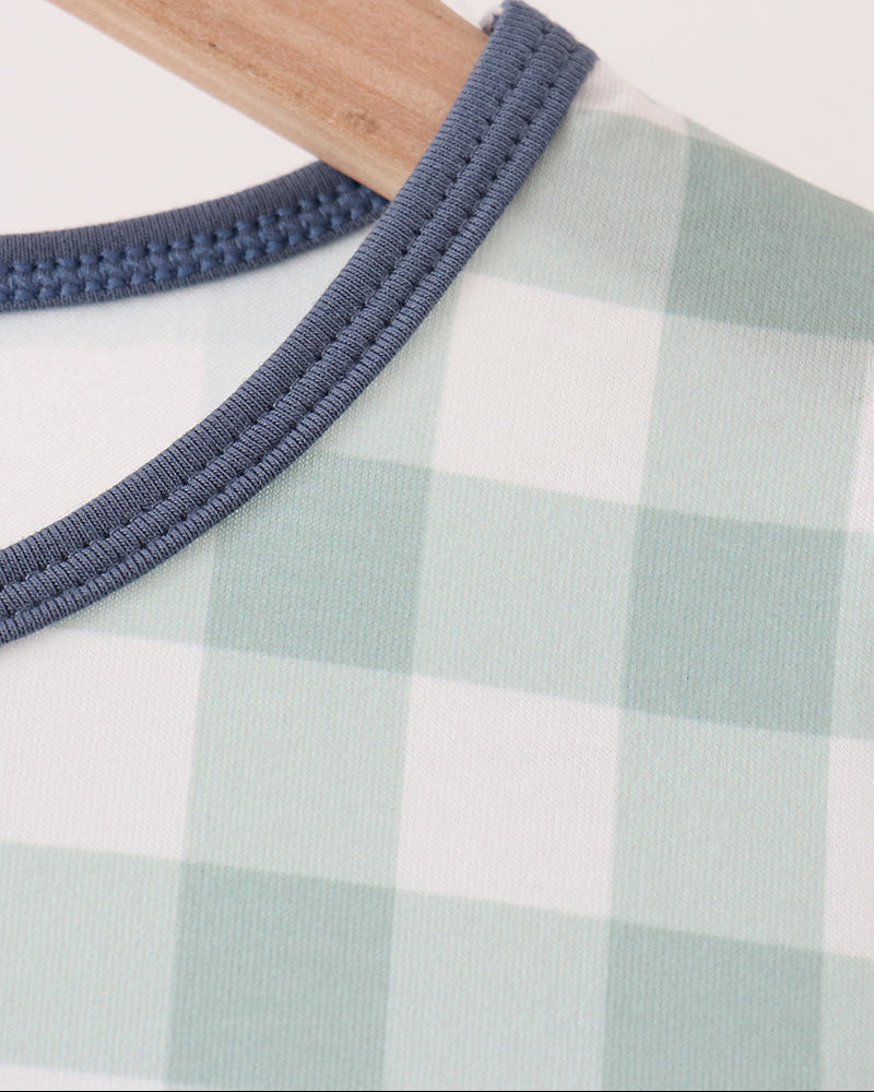 Sage Turkey Embroidered Gingham Pocket Dress