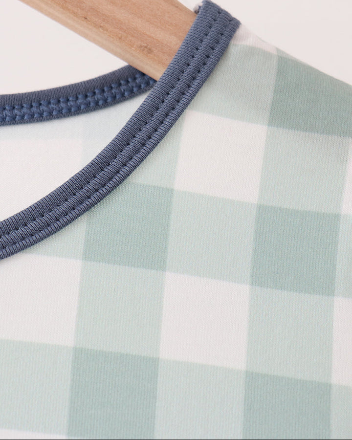 Sage Turkey Embroidered Gingham Pocket Dress