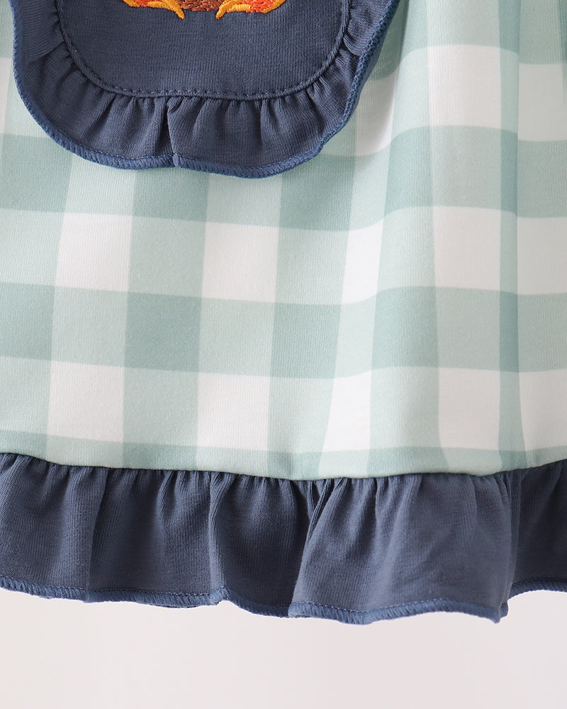 Sage Turkey Embroidered Gingham Pocket Dress
