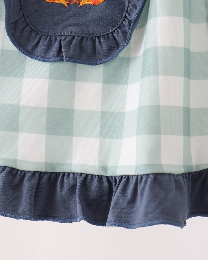 Sage Turkey Embroidered Gingham Pocket Dress
