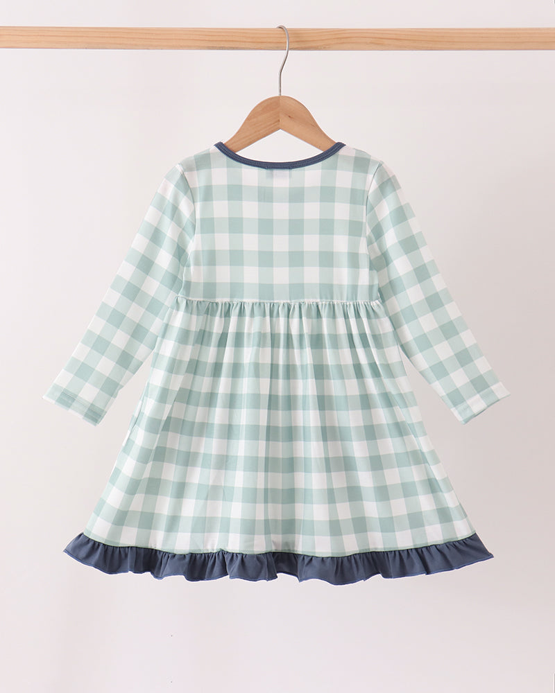 Sage Turkey Embroidered Gingham Pocket Dress