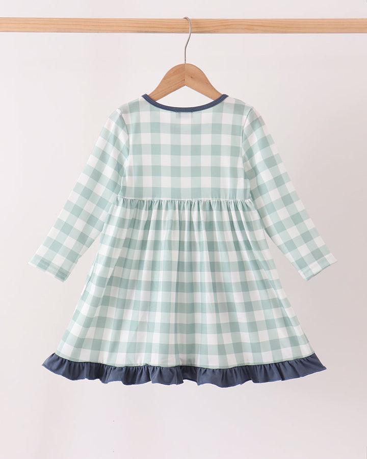 Sage Turkey Embroidered Gingham Pocket Dress