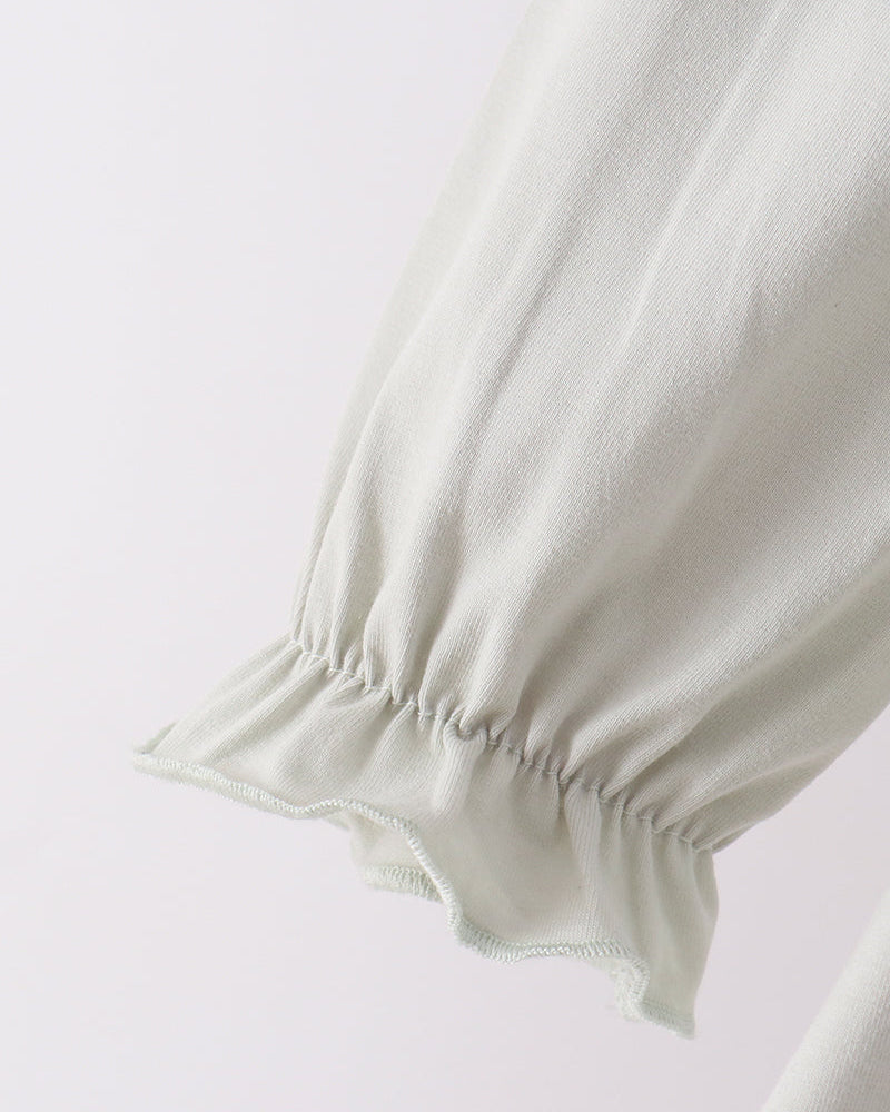Sage long-sleeve ruffle top cuff with gathered sleeve hem