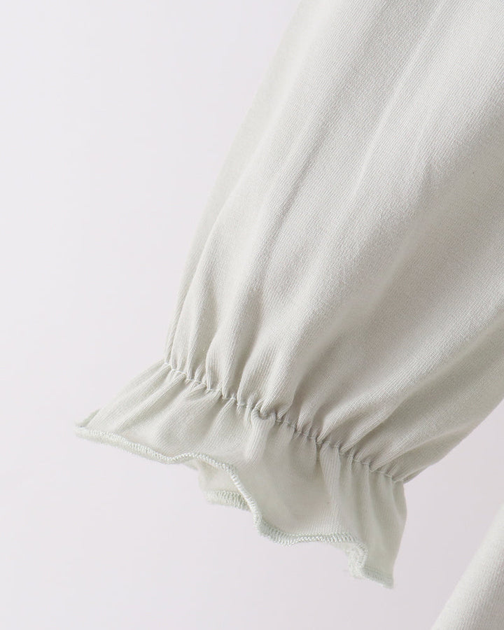 Sage long-sleeve ruffle top cuff with gathered sleeve hem
