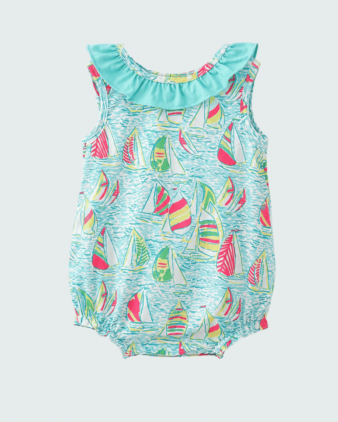 Baby girl Sailboat Print Ruffle Bubble